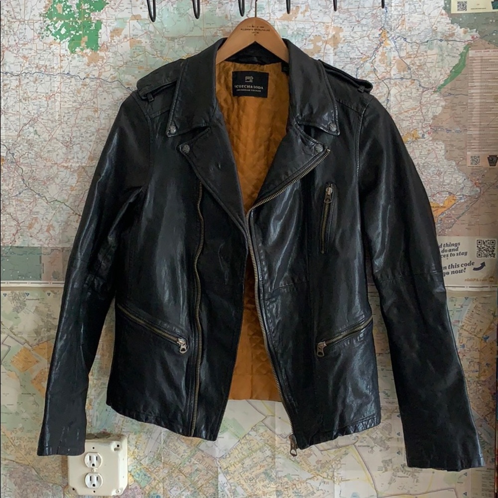 Scotch & Soda Leather Biker Jacket